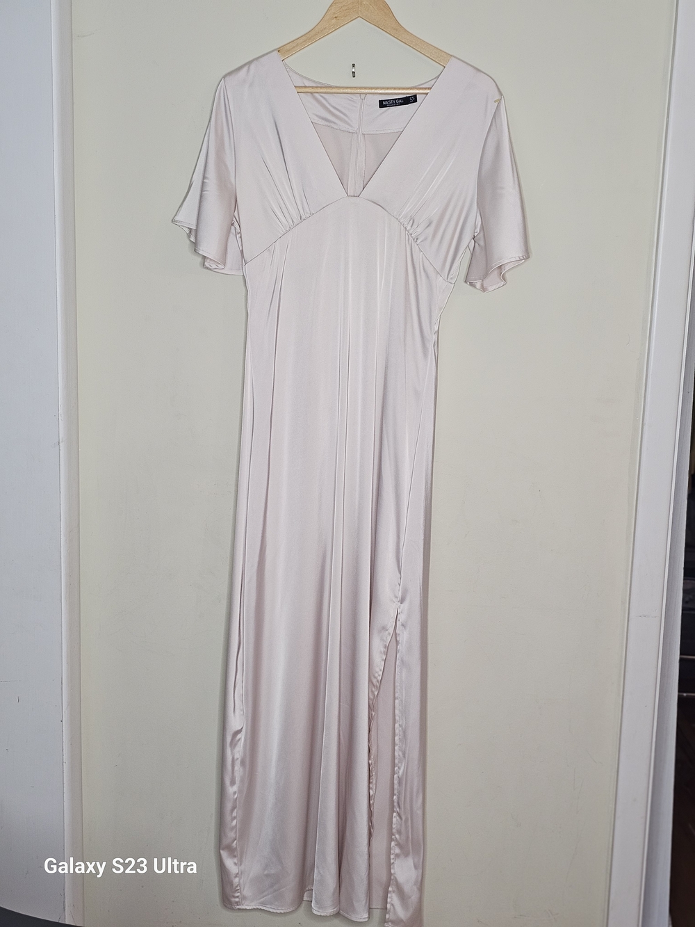 Nasty Gal Blush Satin V-Neck Dress